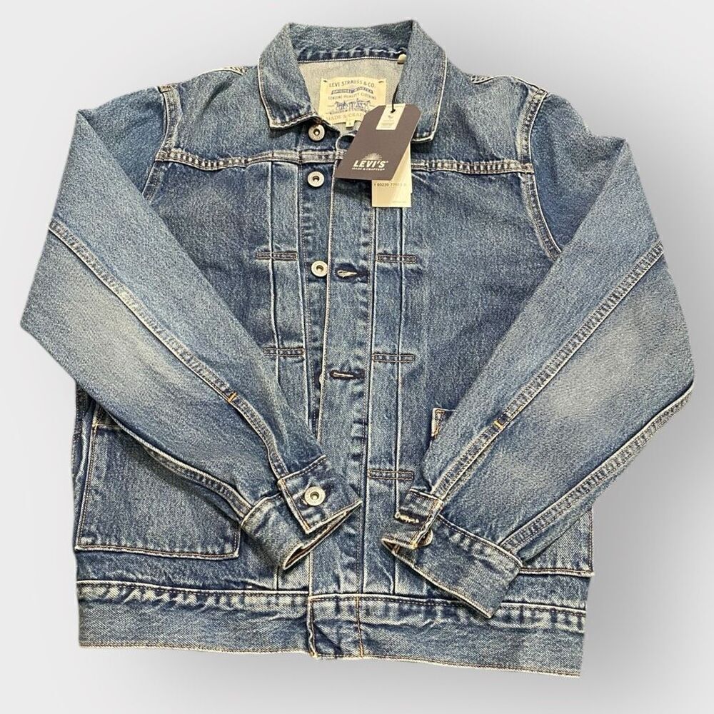 Levi's Made & Crafted Pleated Front Type II Denim Jean Jacket Mens size S New